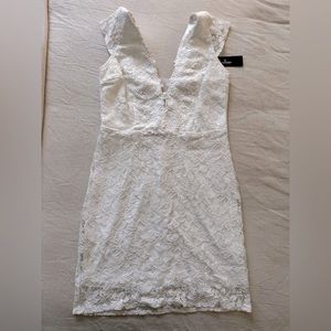 White Lace Sleeveless Bodycon Mini Dress